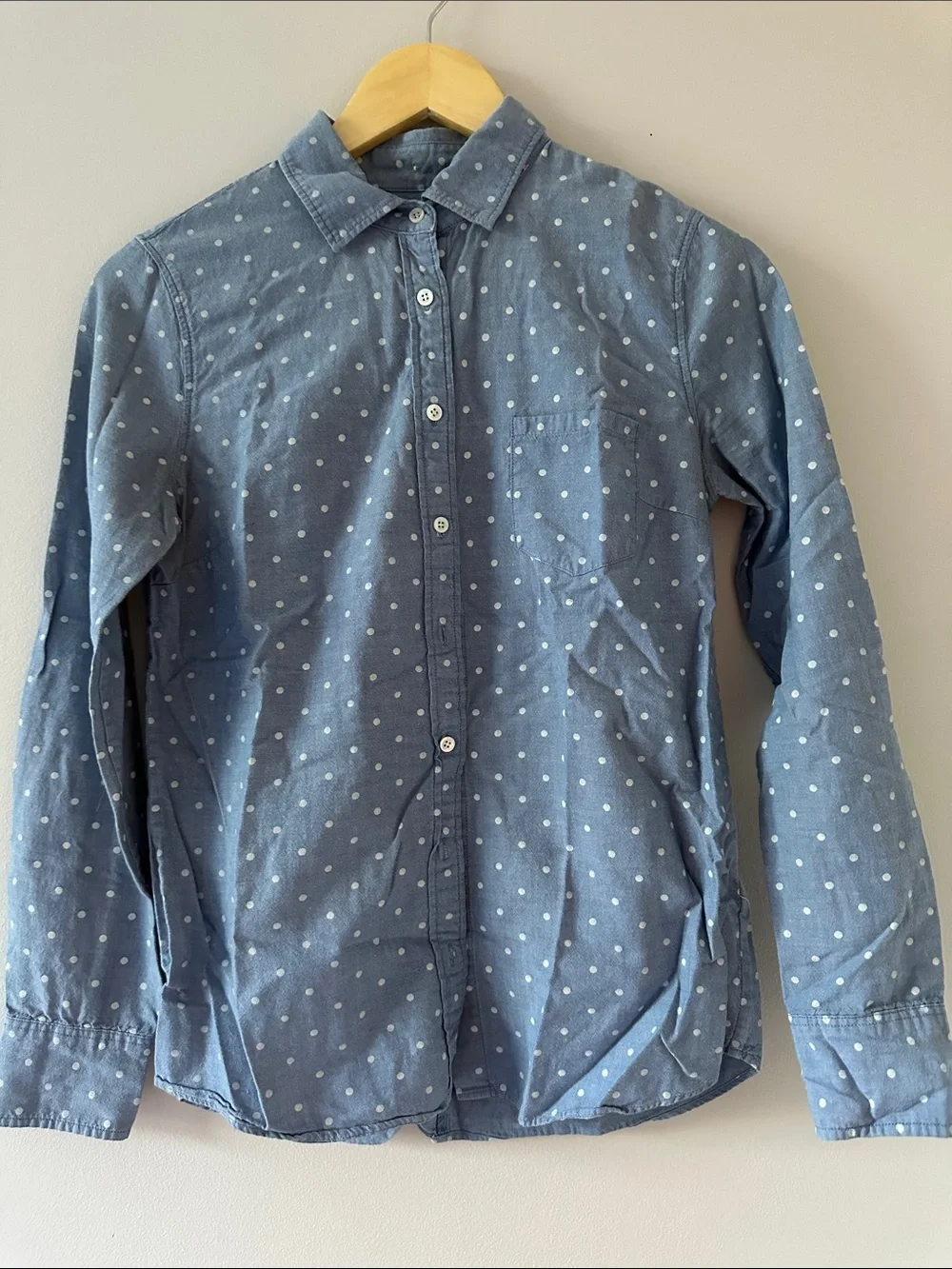 J. Crew Blue Polka Dot Button-Down Shirt Size 2